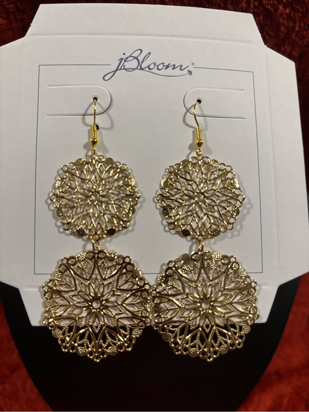 Retired J Bloom Gold Lacework Double-Drop Earrings